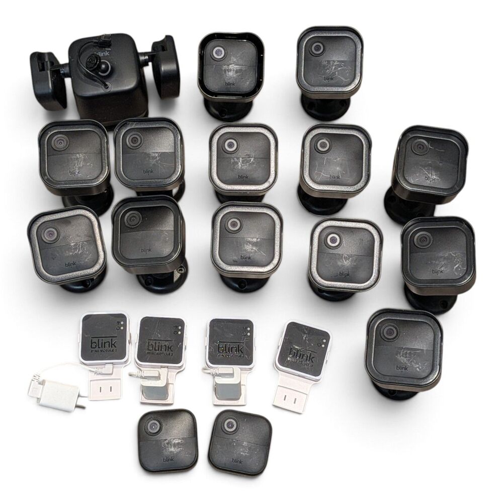 Lot of 15 Blink BCM00500U Indoor Wireless Security Camera & Attachments * Read